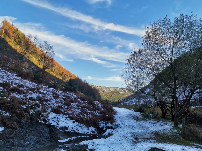 Dolina Afon Eiddew jest piękna na przełomie jesieni i zimy